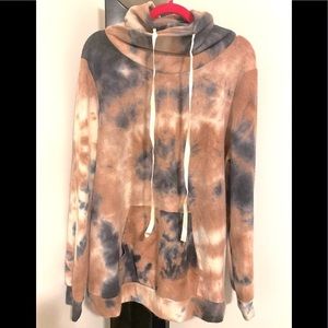 BIBI Brushed Tie Dye Overlapped Turtle Neck